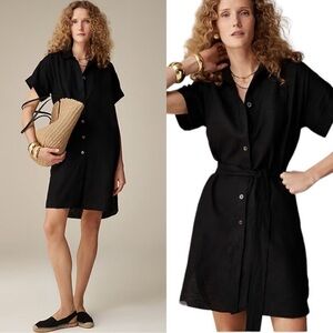 J. Crew Linen black Captaine Shirtdress SP